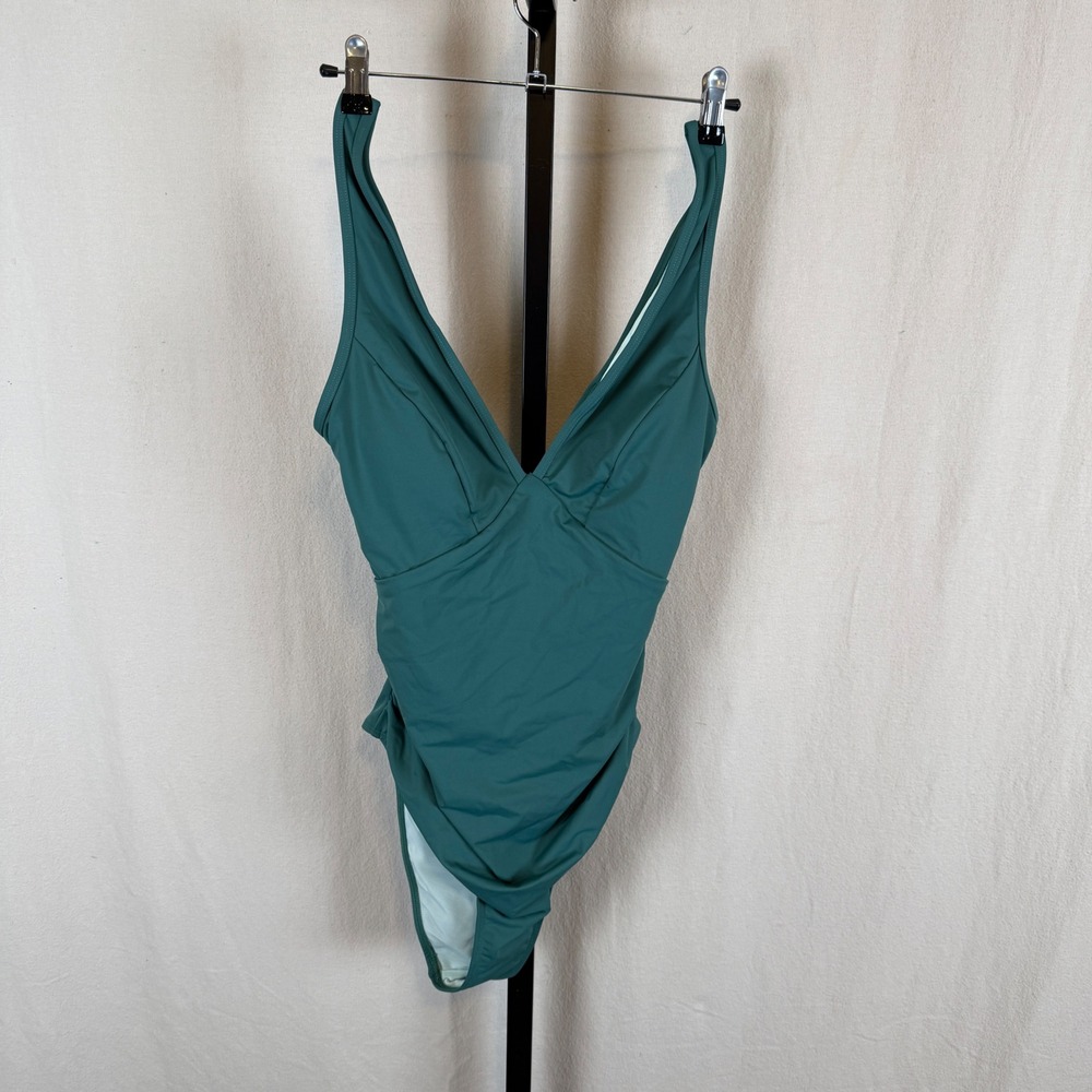 Cupshe Womens‎ Green V Neck Ruched One Piece Swimsuit CAA12E5A001RR Size M NWT